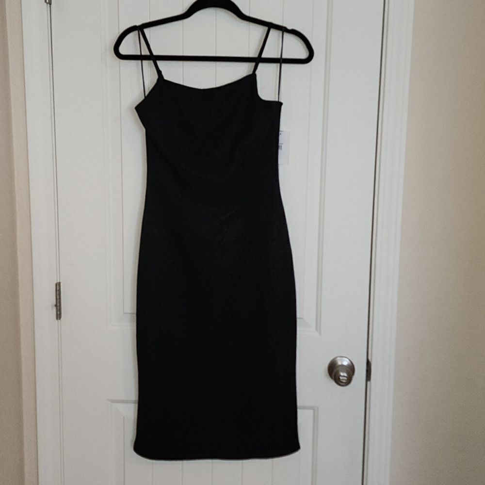 Open Edit strappy dress, ribbed, Back slit, back zip, Size Med NWT